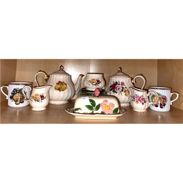 Assorted China Collection Tea Pots Butter Dish & More