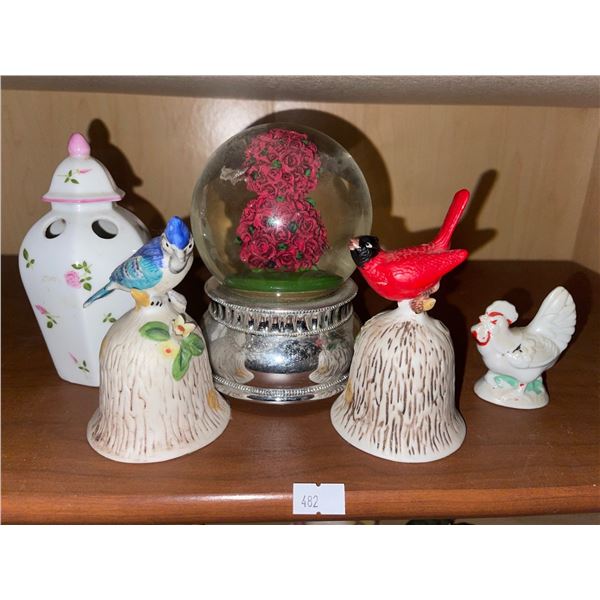 Rose Snow Globe w/ Assorted Glass Animal Collection