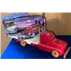 Image 1 : Handmade Wood Semi Truck w/ 2 Unassembled Model Cars