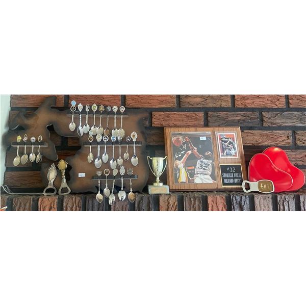All Star Shaquille O'Neal Plaque w/ Trophy & Decorative Spoon Collection