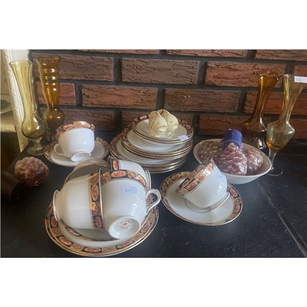 Navy & Bronze China Set w/ Decorative Housewares