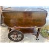 Image 2 : Walnut Tea Cart on Wheels w/ Expanding Seat Capacity 33x26x41