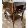 Image 3 : Walnut Tea Cart on Wheels w/ Expanding Seat Capacity 33x26x41