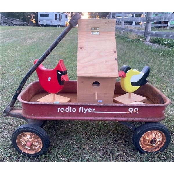 Antique ' Radio Flyer ' Children's Wagon w/ Collectable Outdoor Decor