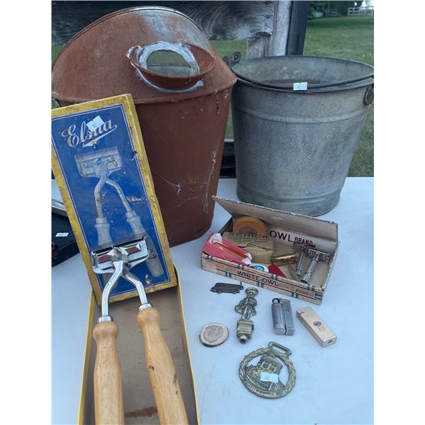 Unique Antiques Buckets Clippers Stone Ciggerette Holder Cigar Tin & More