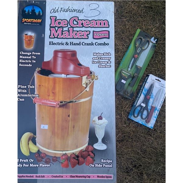New* Old Fashion Ice Cream Maker w/ Kitchen Necessities