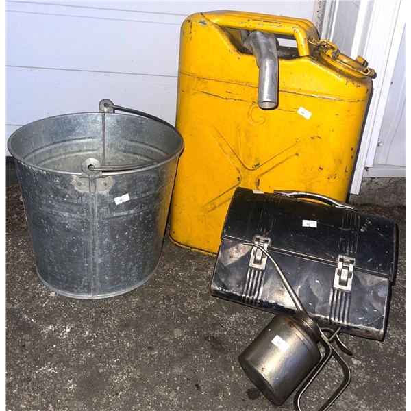 Antique Gas Canister Bucket Lunch Kit & More