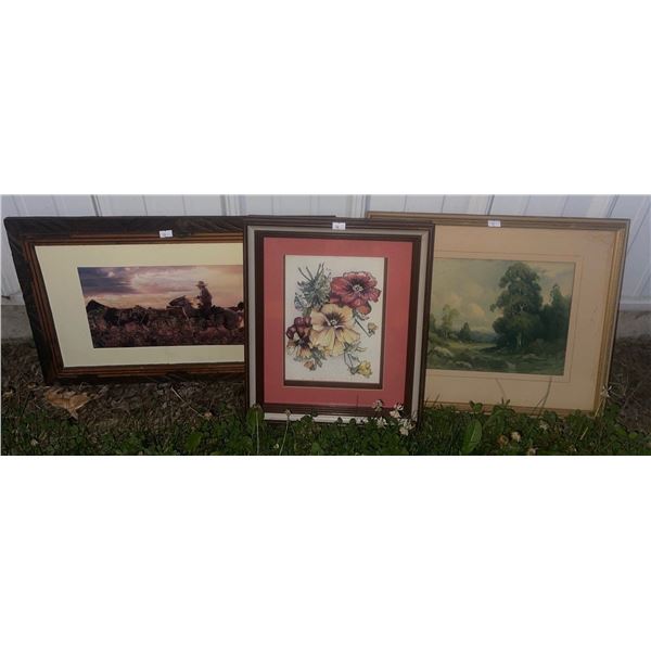 Vintage Wall Decor Floral Art 16x15 Hand Carved Wood Frame & More
