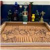 Image 1 : Hand Carved 3D Wall Hanging "The Last Supper" 16x12 w/ Assorted Collectable Avon Cologne Bottles