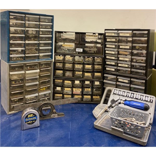 Assorted Shop Organizer Units w/ Contents & More