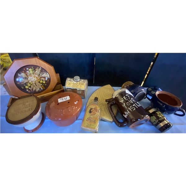 "Wet Your Whistle" Beer Stein Floral Wall Hanging Vintage Collectable Tins & More