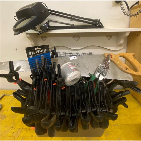 Garage/Shop Essentials Clamps Tin Snips Jab Saw & More