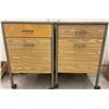 Image 1 : Pair of Shop End Tables on Casters w/ Cabinet Storage