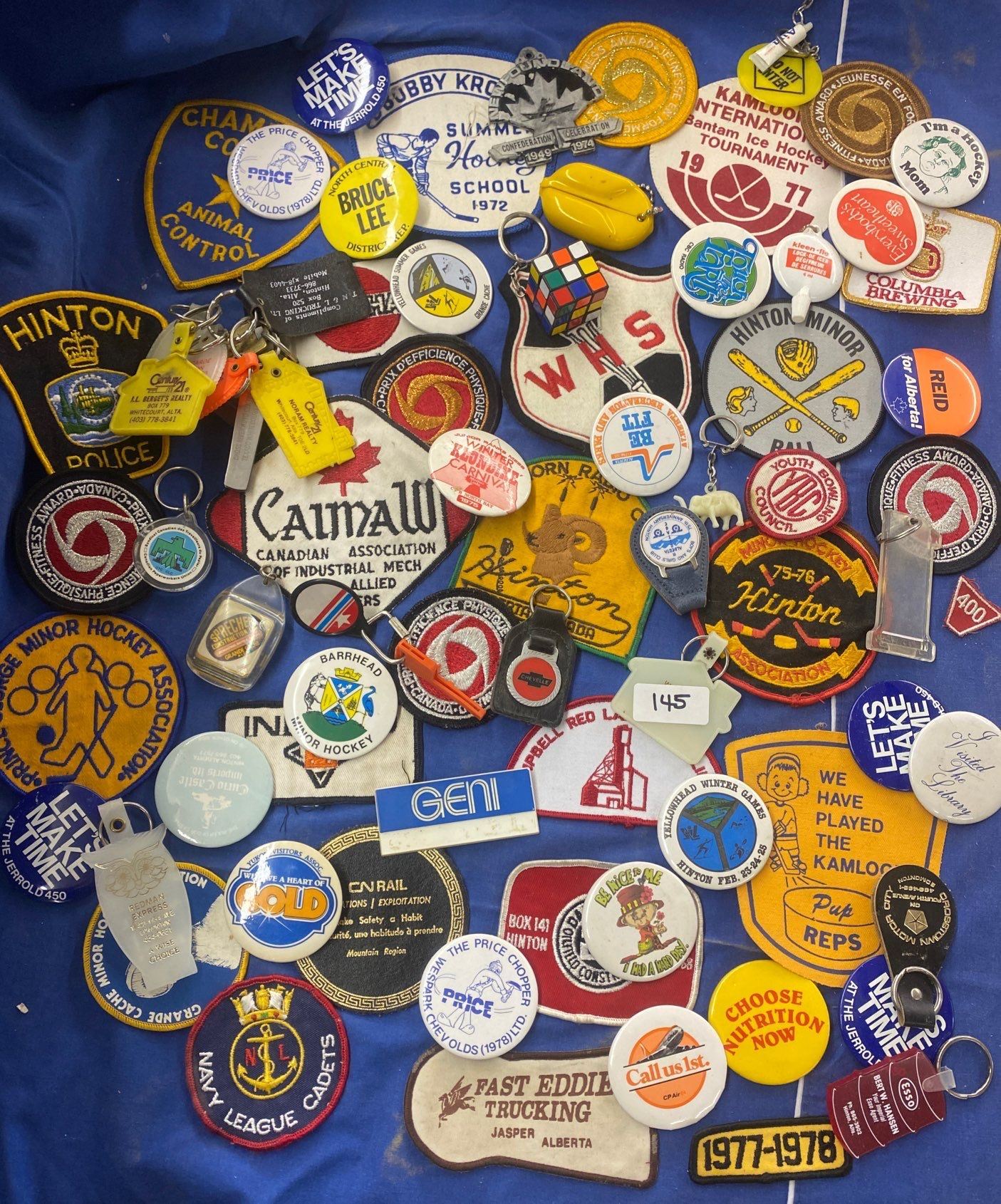 Assorted Pins Buttons Badges & Patches Vintage - Beck Auctions Inc.