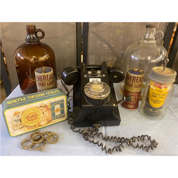 Antique Staples - Turn Dial Landline Phone Battery Cells Moonshine Canisters & More