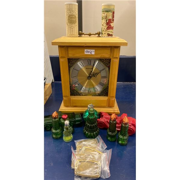 Vintage "Westminster" Desk Clock 16T w/ Assorted Avon Collectables