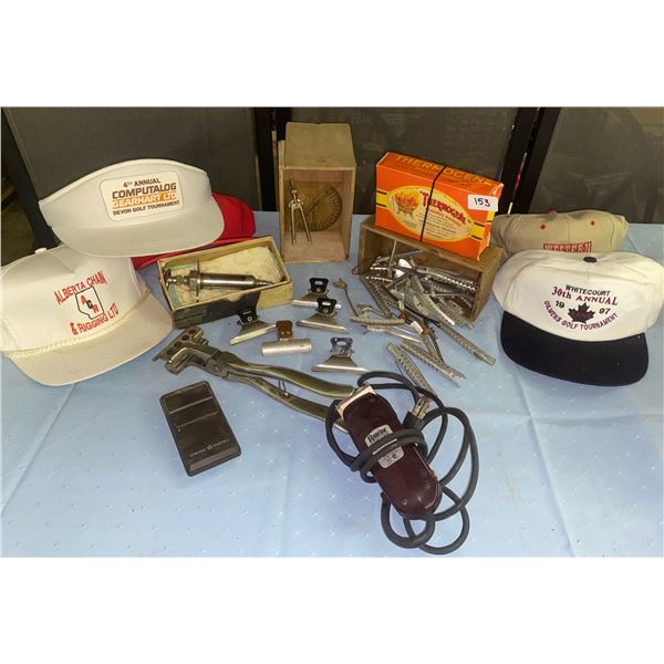 Antique Collection w/ Vintage Trucker Hats Razors Clippers Geometry Set & More