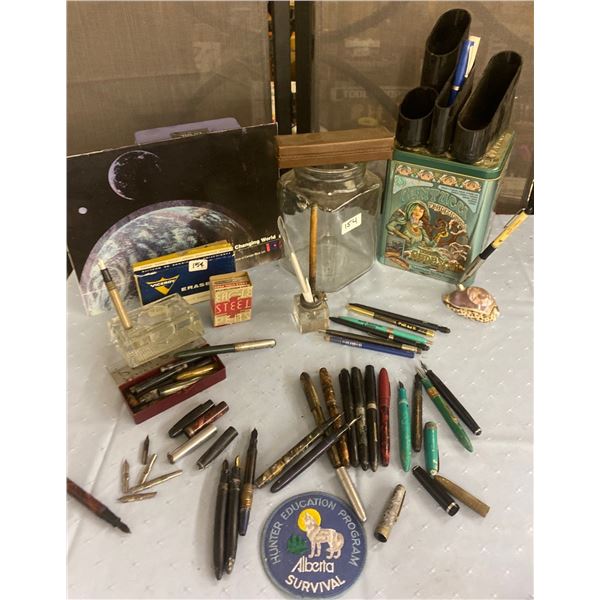 Vintage Calligraphy Pen Collection w/ Collectable Tin & More