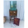 Image 2 : Vintage Walnut End Table 18x25.5 w/ Stamp Collectors Album & More