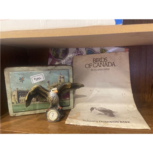 Decorative Eagle Clock 'Birds of Canada' Book Antique Tin & More