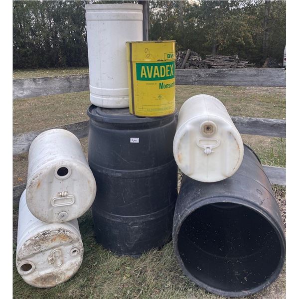 Pair of Rain Barrels w/ Assorted Storage Vessels