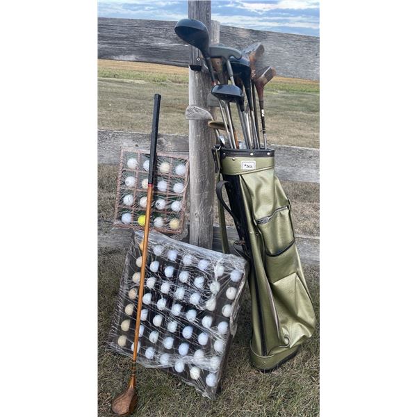 Vintage Golf Set Clubs Carry Bag w/ Ball Collection