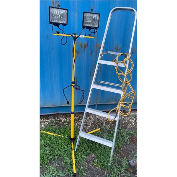 Jobsite Essentials Aluminum A Frame Step Ladder W/ Adjustable Flood Lights & More