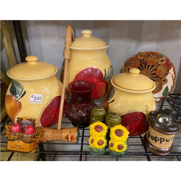 Kitchen Canister Collection w/ Salt & Pepper Shaker Assortment