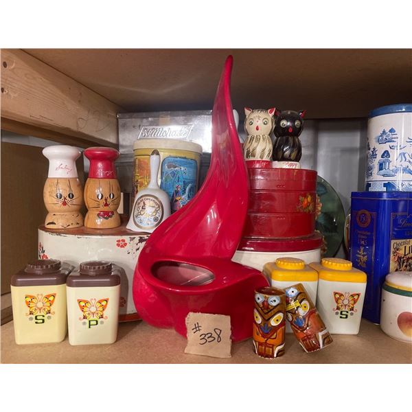 Unique Vintage Housewares Candy Apple Red Vase S&P Canisters & More