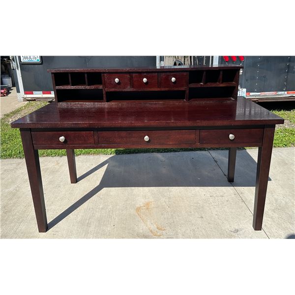 WOODEN 3-DRAWER DESK WITH REMOVABLE TOP (MATCHES LOT 3)
