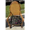 Image 2 : UPHOLSTERED CANE BACK ROCKING CHAIR AND SMALL LIBRARY TABLE