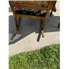Image 8 : UPHOLSTERED CANE BACK ROCKING CHAIR AND SMALL LIBRARY TABLE