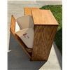 Image 10 : OAK DISPLAY STAND AND TIP DOWN TRASH CABINET