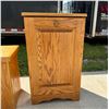 Image 2 : OAK DISPLAY STAND AND TIP DOWN TRASH CABINET