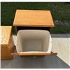 Image 8 : OAK DISPLAY STAND AND TIP DOWN TRASH CABINET