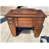 Image 1 : ANTIQUE WHITE ROTARY TREADLE SEWING MACHINE IN WOODEN CABINET