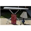 Image 1 : IRONING BOARD, LAMP, AND LOVE SIGN
