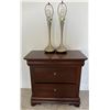 Image 1 : 34x15x36 Mahogany Side Table w/ 2 Lamps
