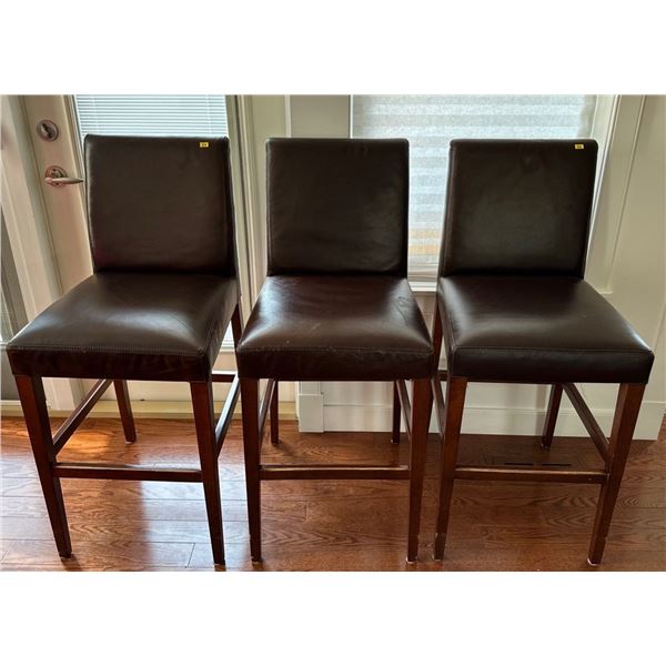 Trio of Decorative Bar Stools 18x22x51 Wood w/ Upholstery