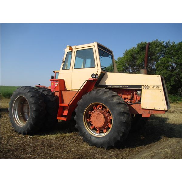 Case 2470 4WD Tractor, 504 Turbo Charged, Duel Rear tires (Aged)- Has AC - Clutch Release Sticky - 6