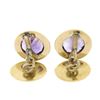 Image 6 : Men's Vintage 14K Yellow Gold 8 ctw Round Bezel Amethyst Polished Frame Cuff Lin