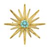 Image 1 : Antique Victorian 18k Gold Handmade Double Star Burst w/ Turquoise Pin Brooch