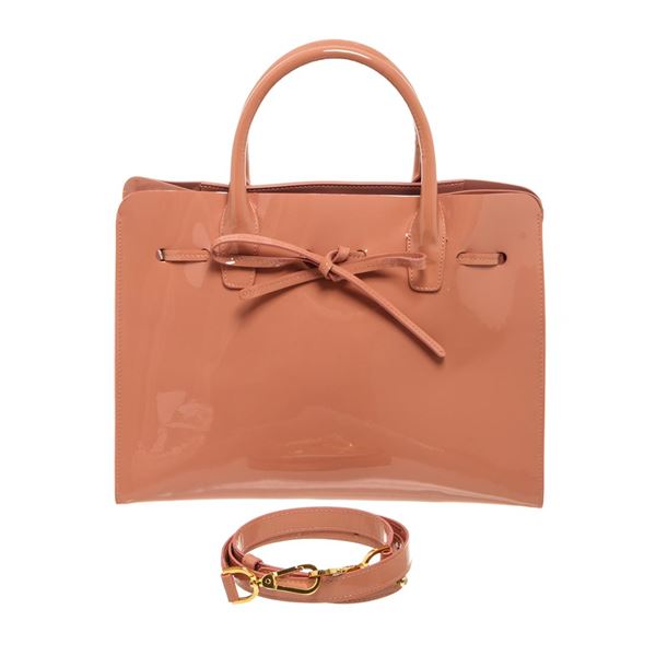 Mansur Gavriel Pink Patent Leather Bow Accent Sun Tote Handbag