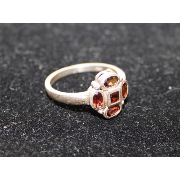 RHODONITE CLUSTER RING SILVER SIZE 8.5