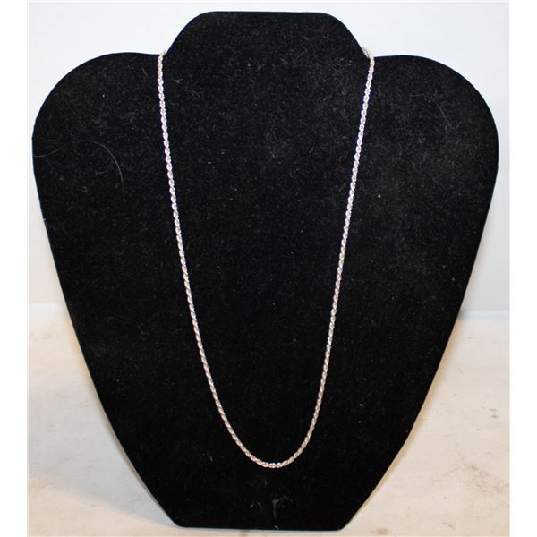SILVER ROPE NECKLACE ITALY 18" LOBSTER CLAW CLASP