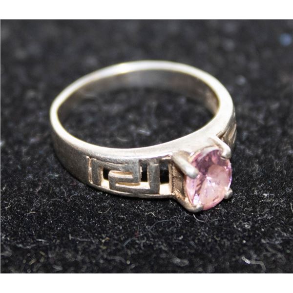 PINK MOONSTONE SILVER SIZE 6-1/2 RING