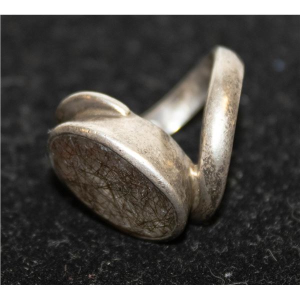 RUTILATED QUARTZ ART DECO STERLING RING SIZE 7
