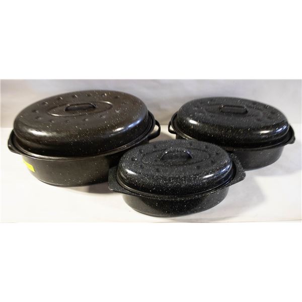 3 SETS ROASTING PANS - ESTATE