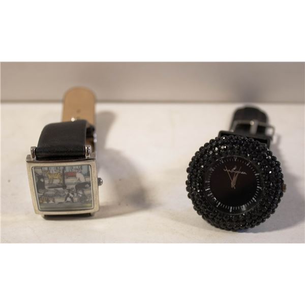 ESTATE BLACK CRYSTAL & CAT LADIES WATCH