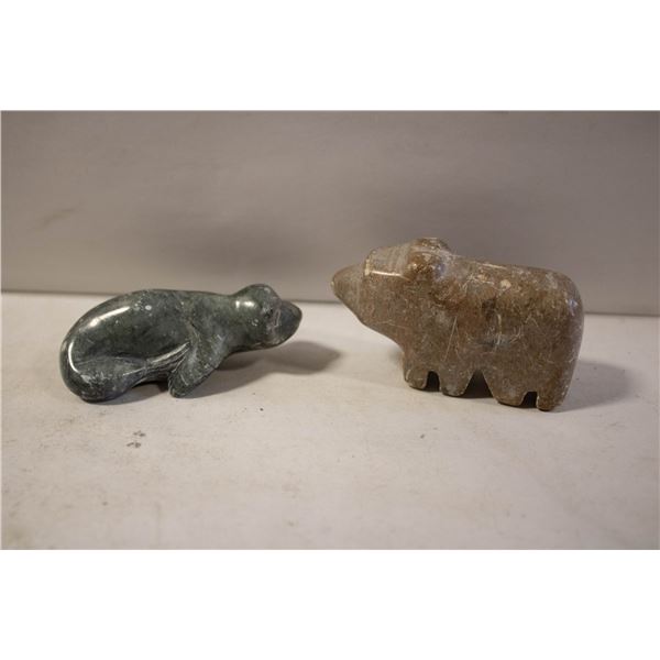 2 INUIT VINTAGE SOAPSTONE CARVINGS
